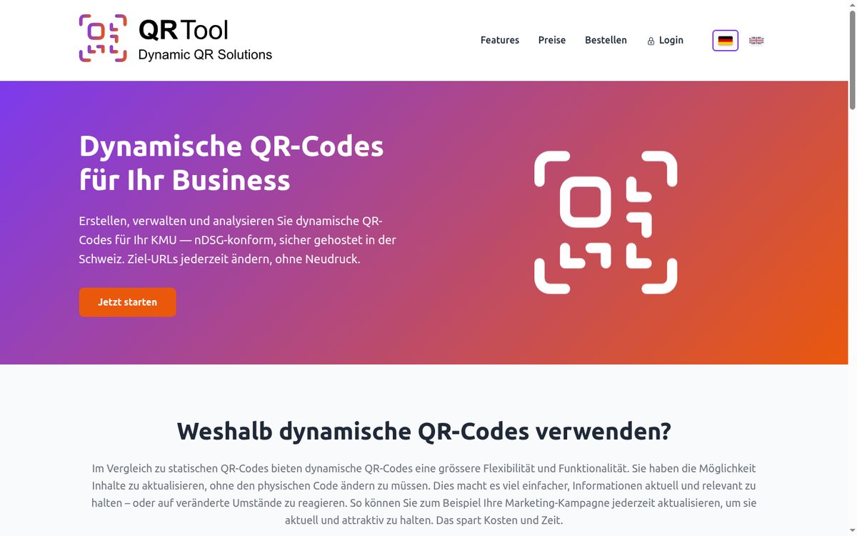 QRTool Dashboard für dynamische QR-Codes